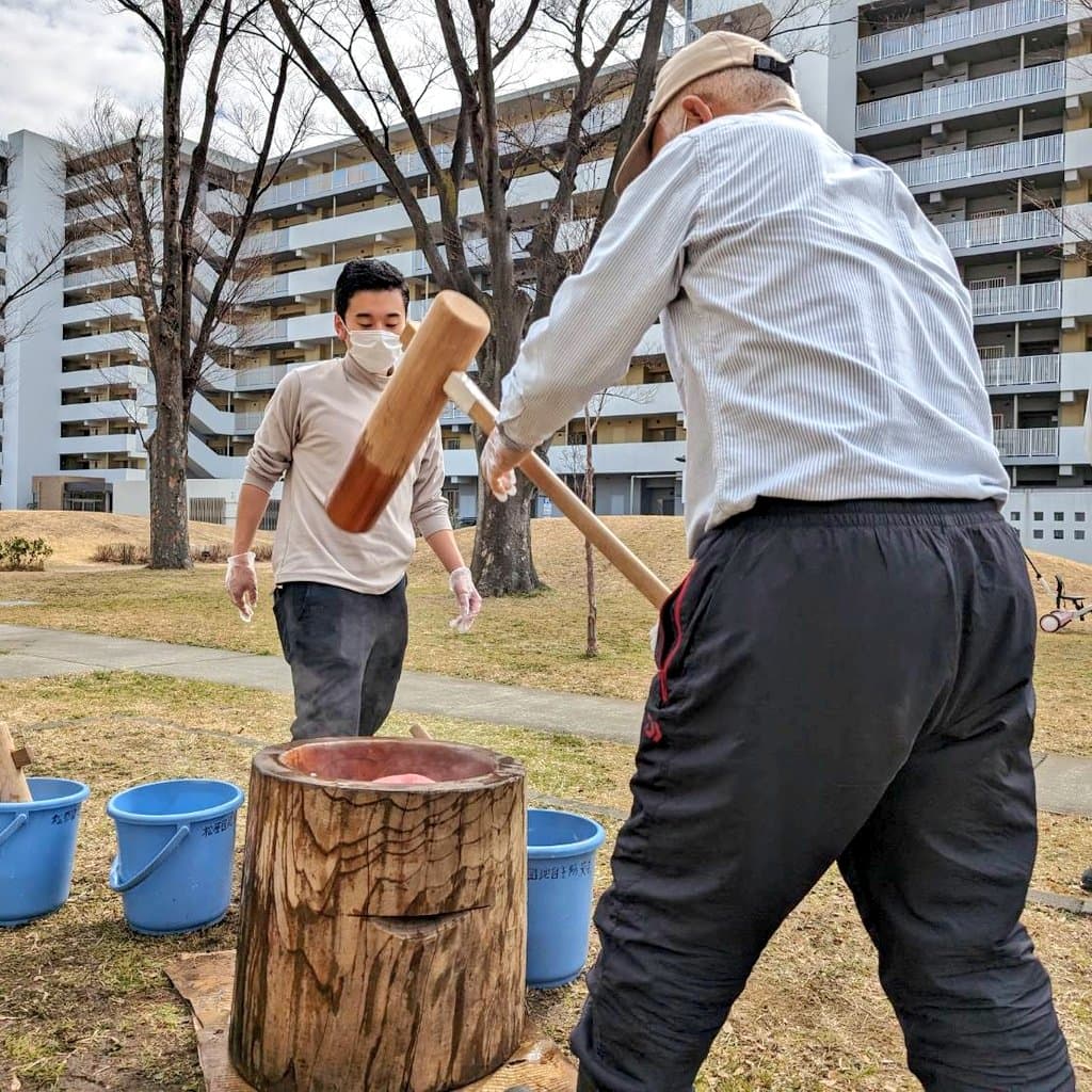 松原団地でのもちつき